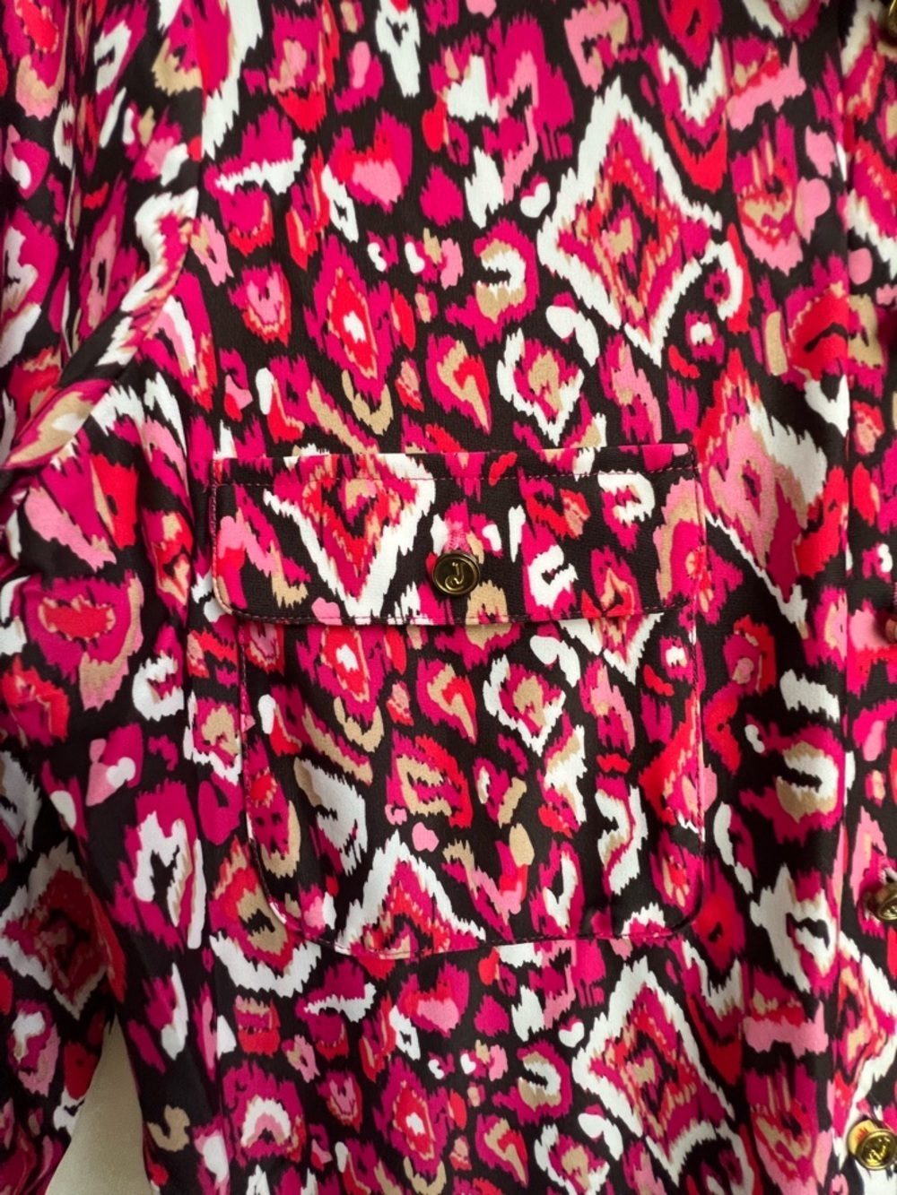 Jude Connally Sloane Pink Ikat Collared Shirt Dress Small Button Down Jude Cloth - Picture 7 of 12